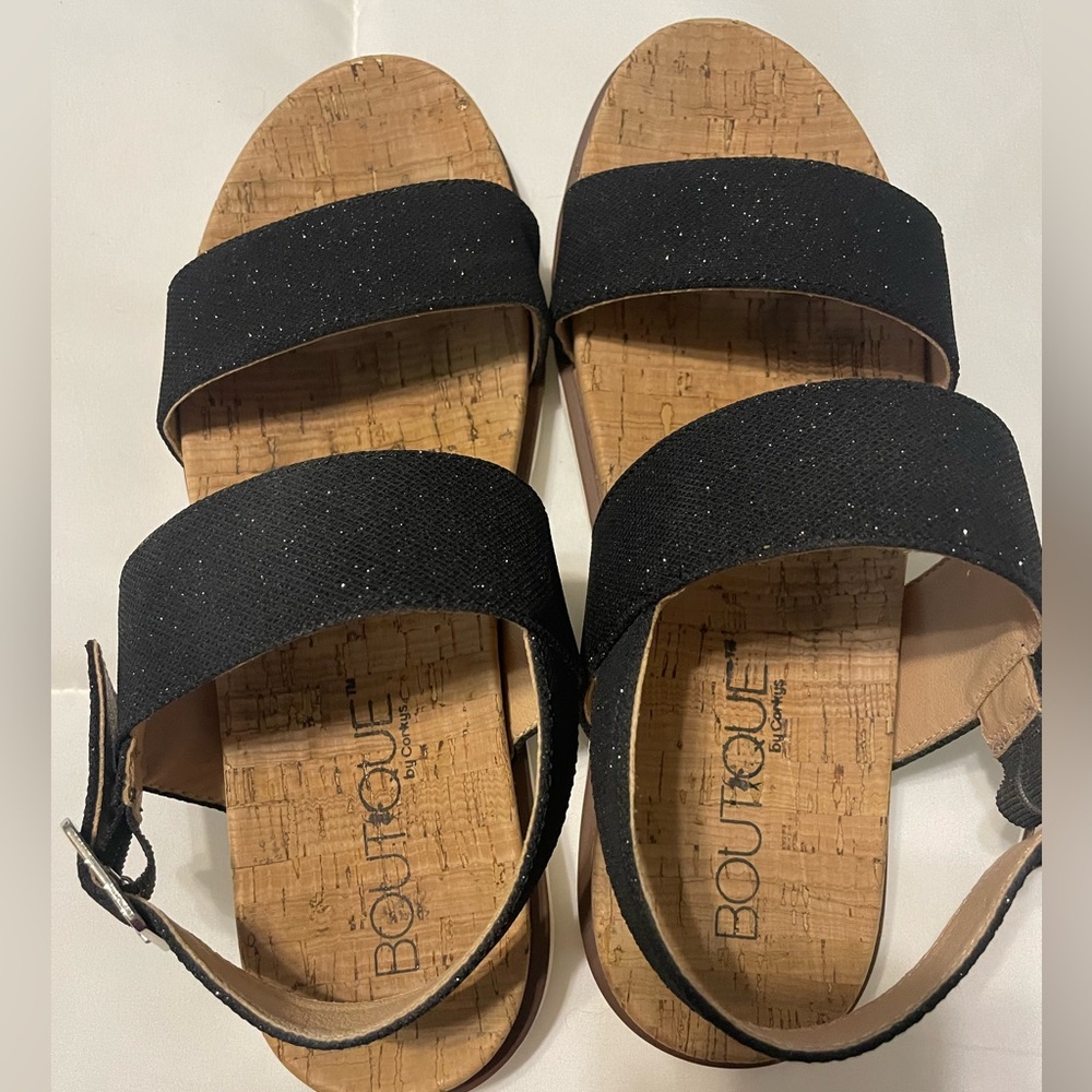 Boutique by Corkys black glittery sandal size 10